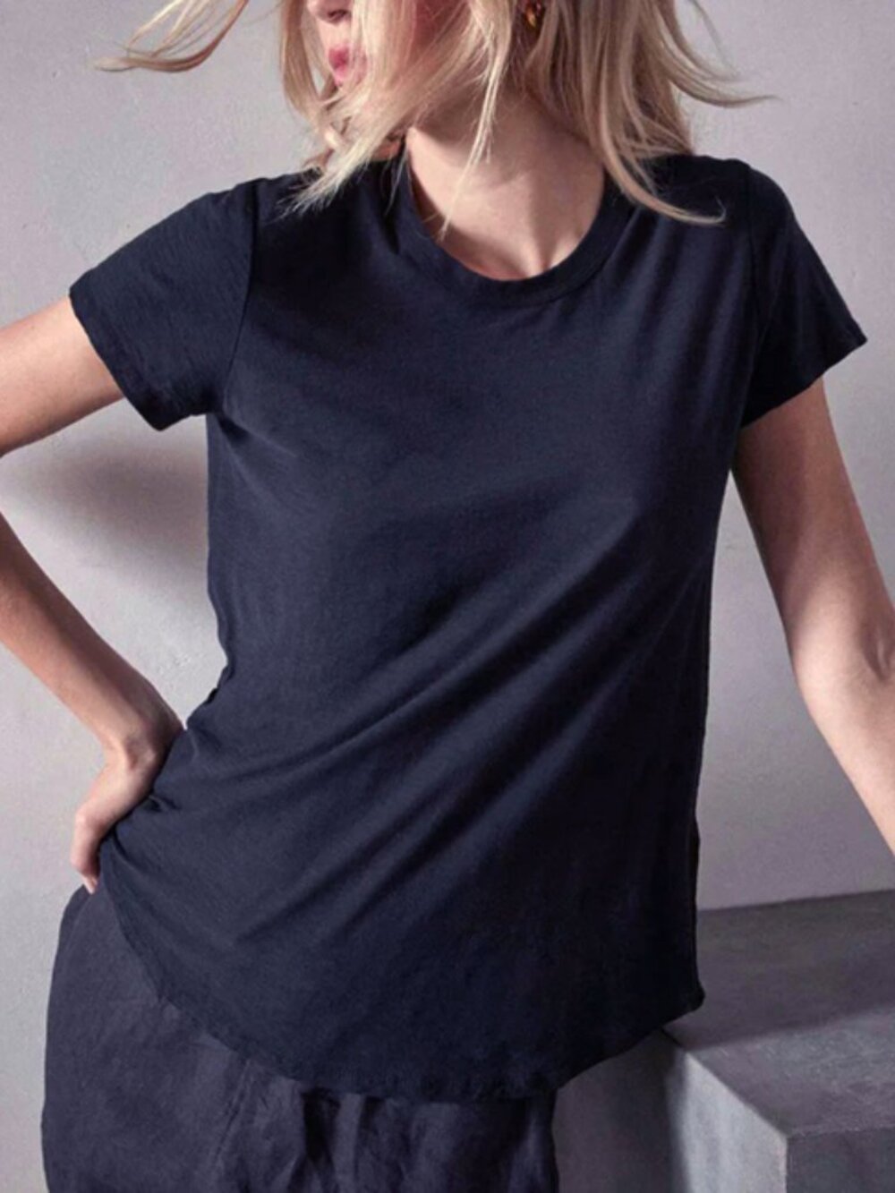 NWT James Perse Blue Oil Slub Crewneck Short Sleeve Basic T-Shirt tee